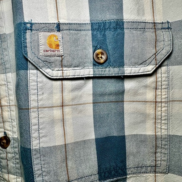 Carhartt Mens XL Relaxed Fit Plaid Button Front Short Sleeve Shirt 100% Cotton - Picture 4 of 8
